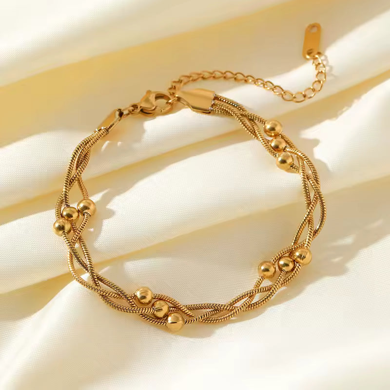 Gold Twisted Bead Bracelet