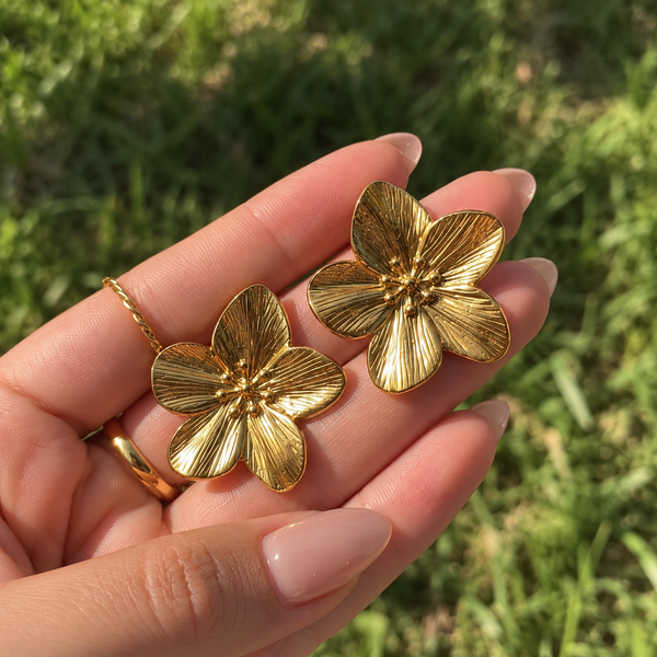 Gold Bloom Statement Earrings