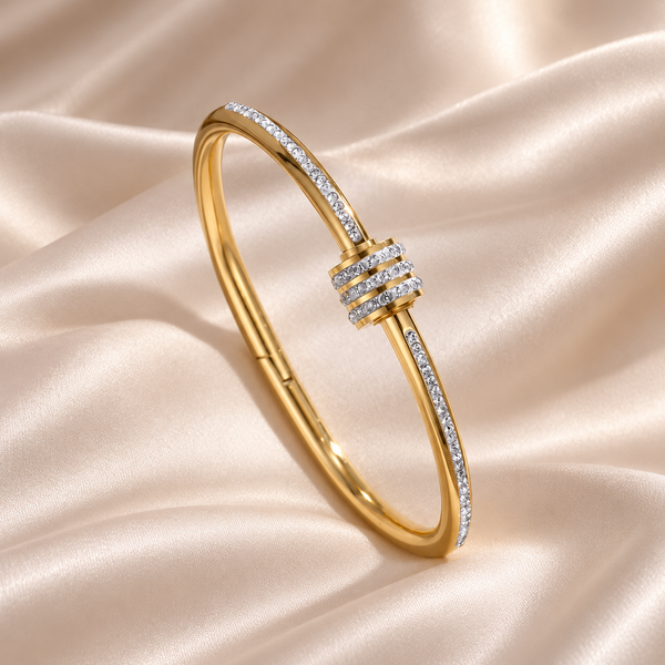 Gold Crystal Knot Bangle