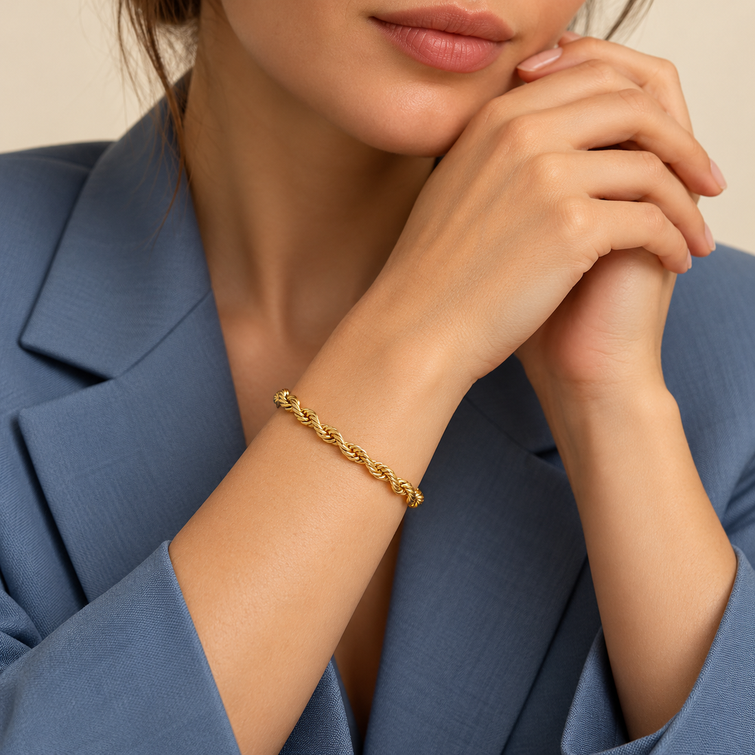 Gold Twisted Rope Chain Bracelet 2mm