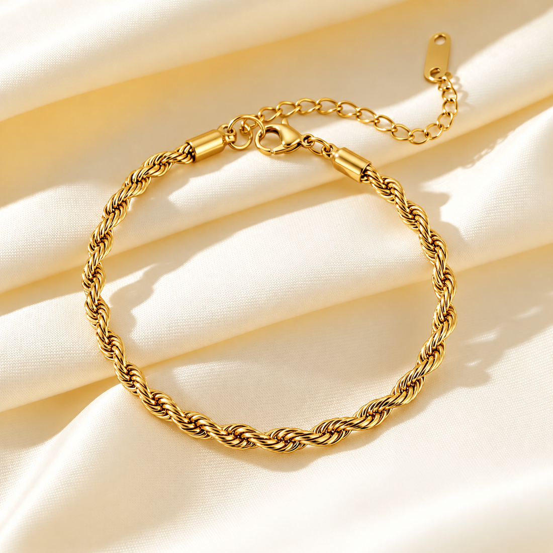 Gold Twisted Rope Chain Bracelet 2mm