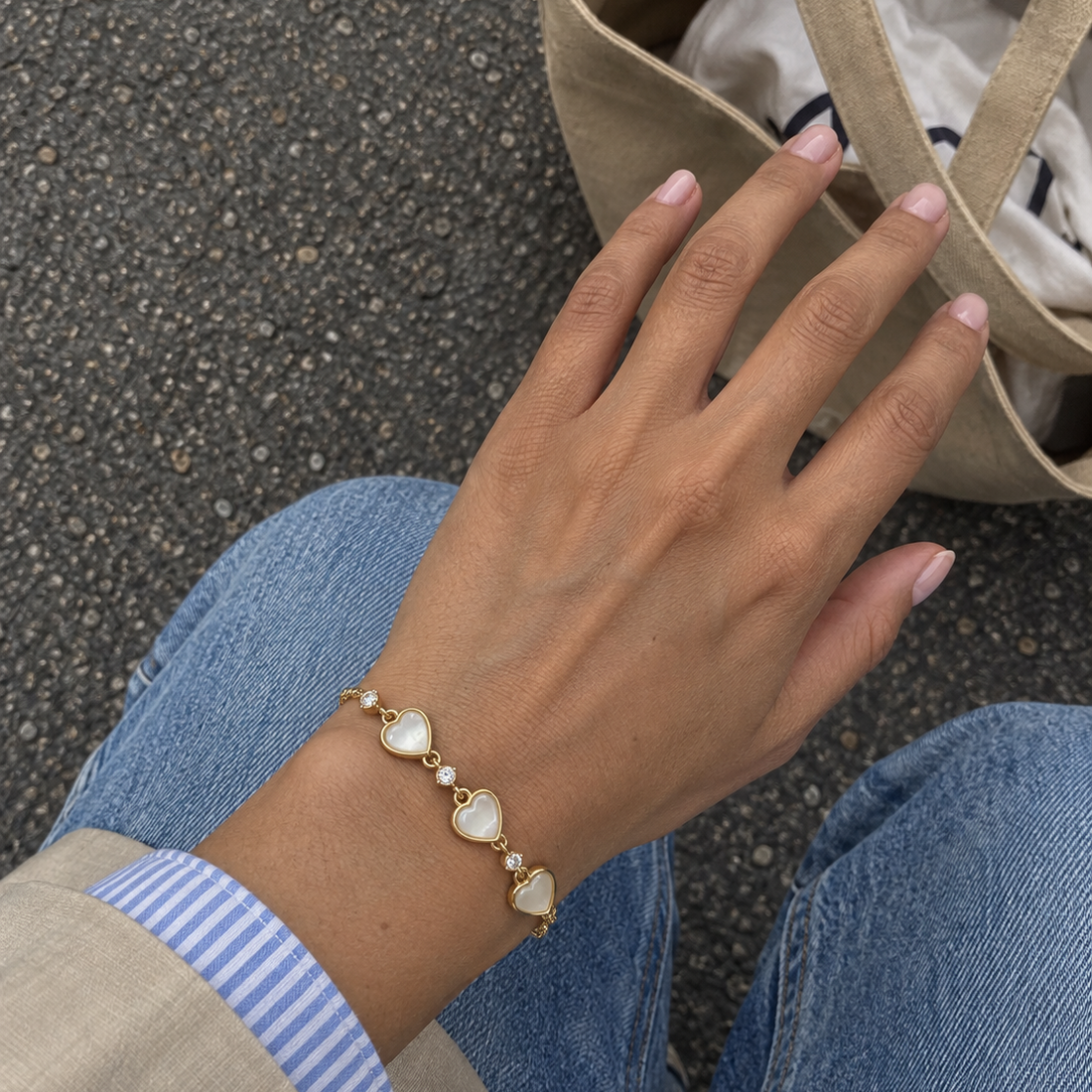 Pearly Heart Bracelet