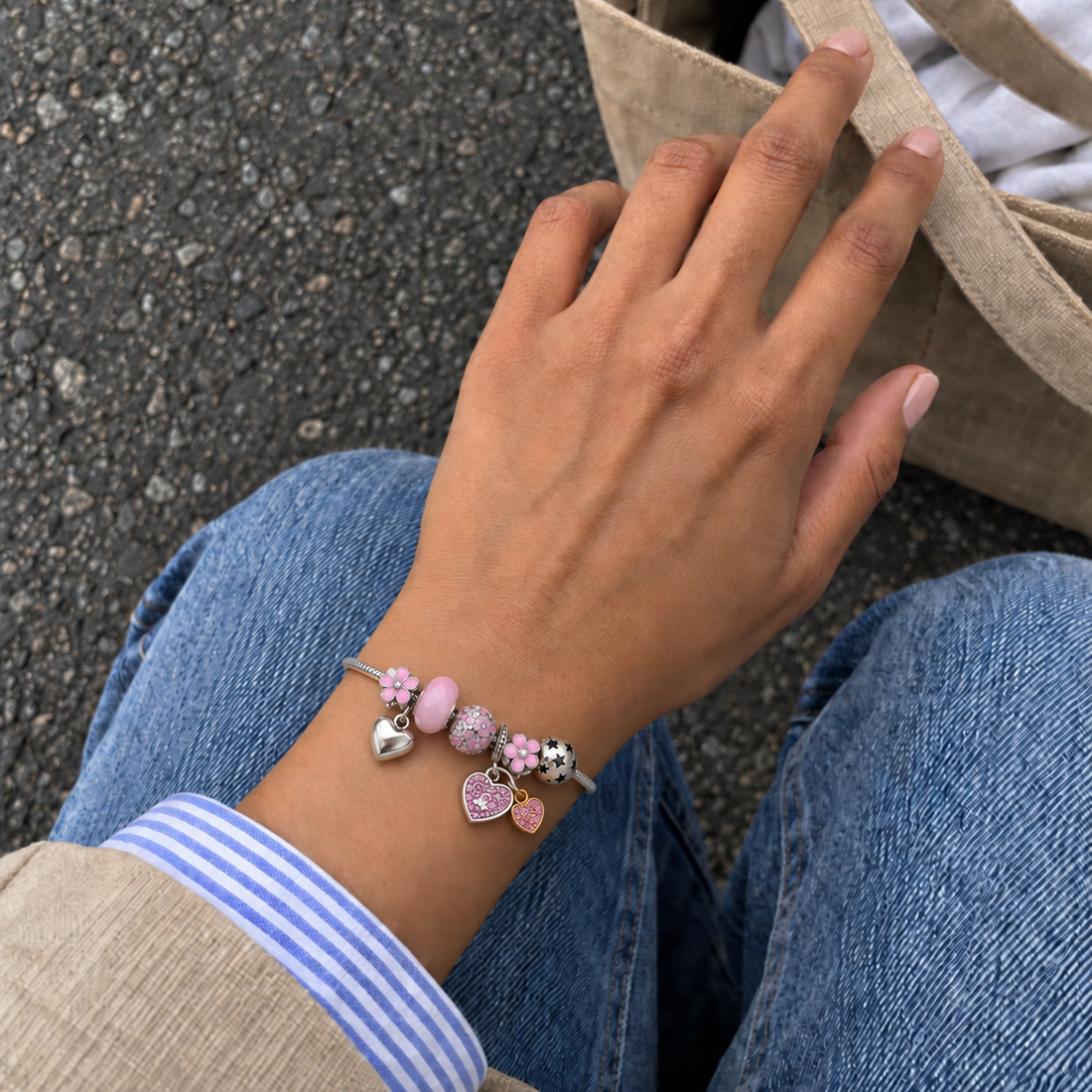 Pink Heart Charm Bracelet