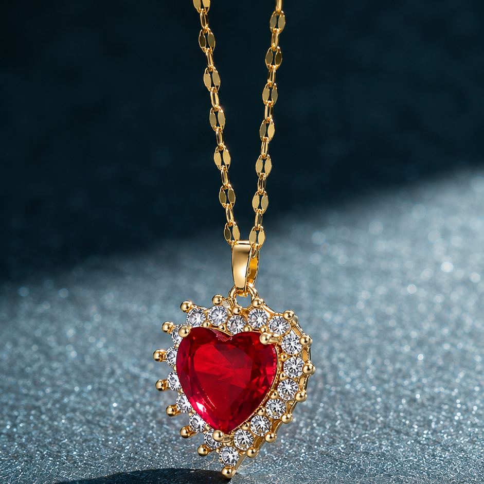 Red Crystal Heart Necklace