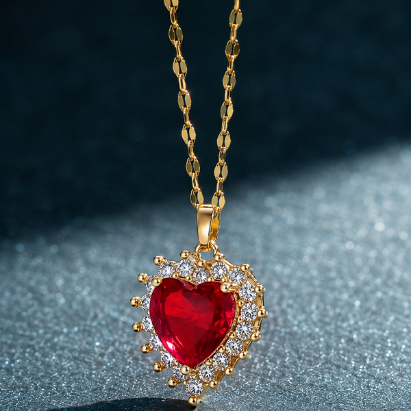 Red Crystal Heart Necklace