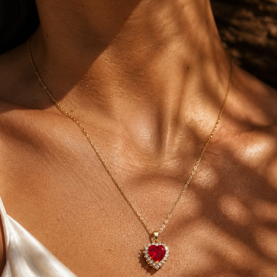 Red Crystal Heart Necklace
