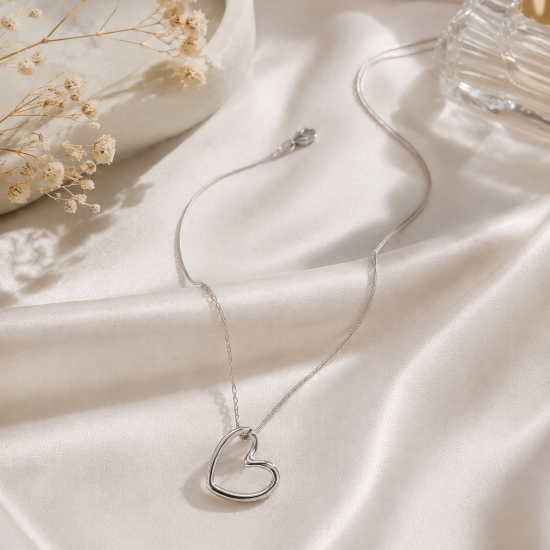 Silver Open Heart Necklace