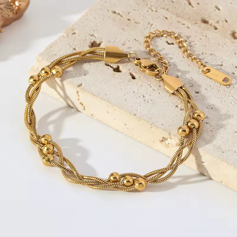 Gold Twisted Bead Bracelet