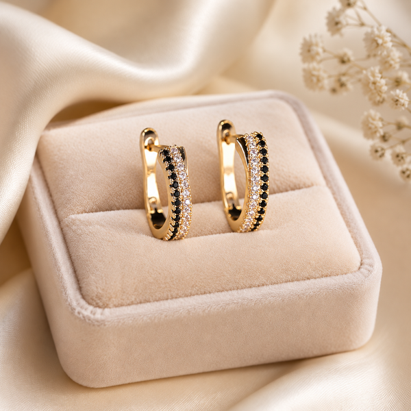 Black & White Crystal Huggie Earrings