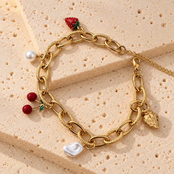 Cherry & Strawberry Charm Bracelet