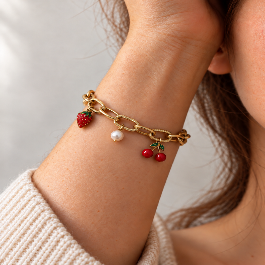 Cherry & Strawberry Charm Bracelet