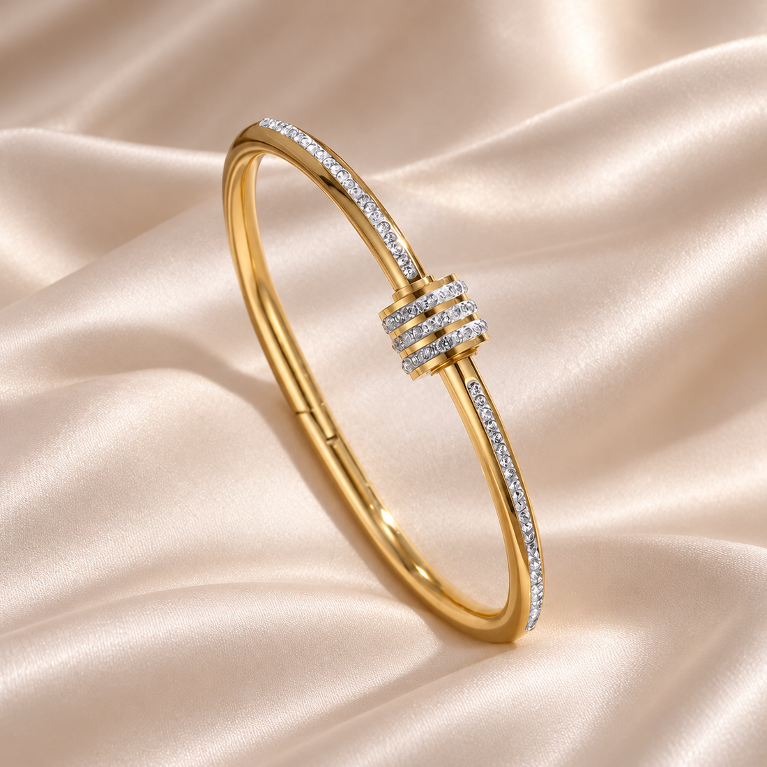 Gold Crystal Knot Bangle