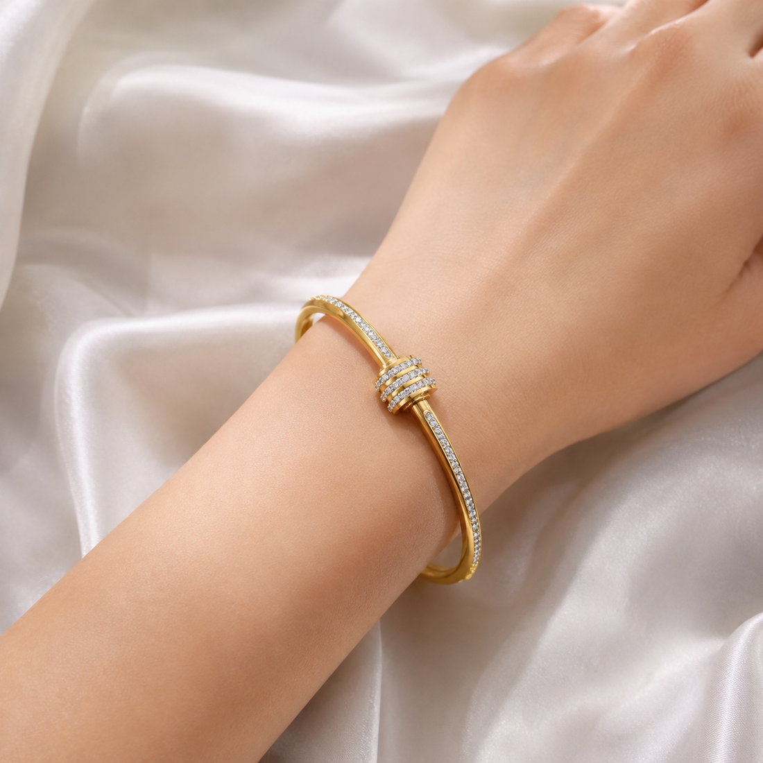 Gold Crystal Knot Bangle