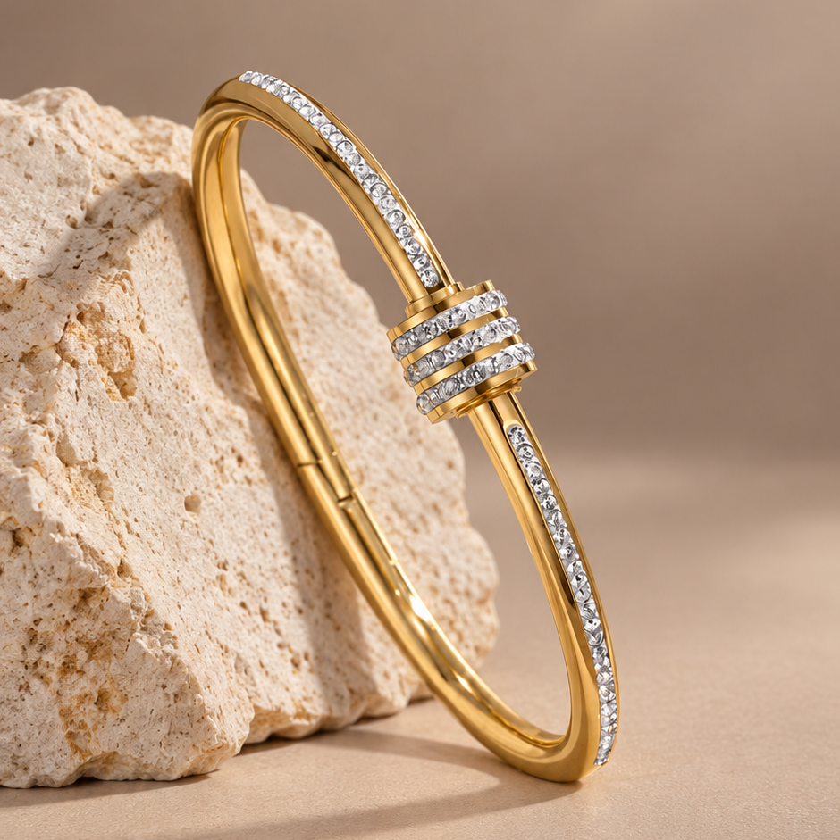 Gold Crystal Knot Bangle