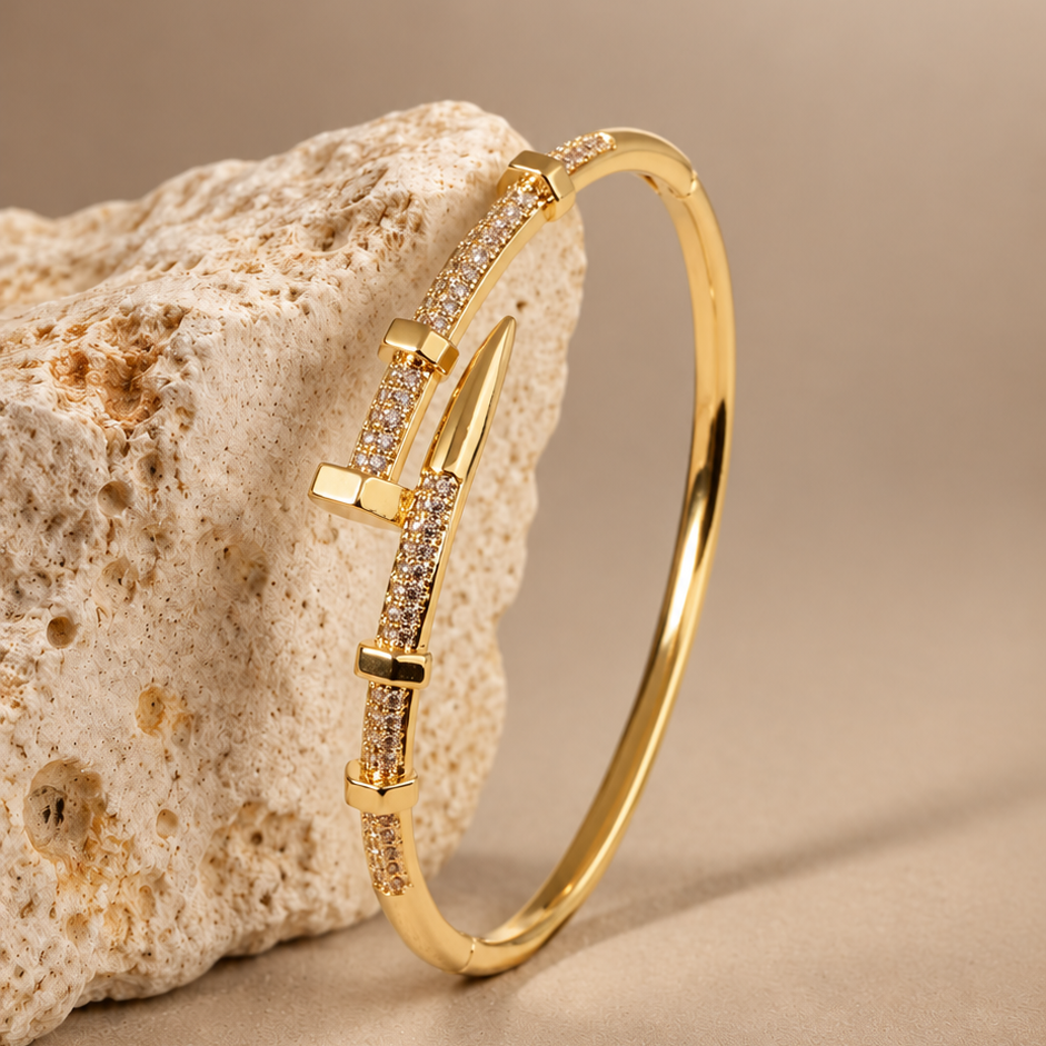 Gold Embellished Nail Bangle
