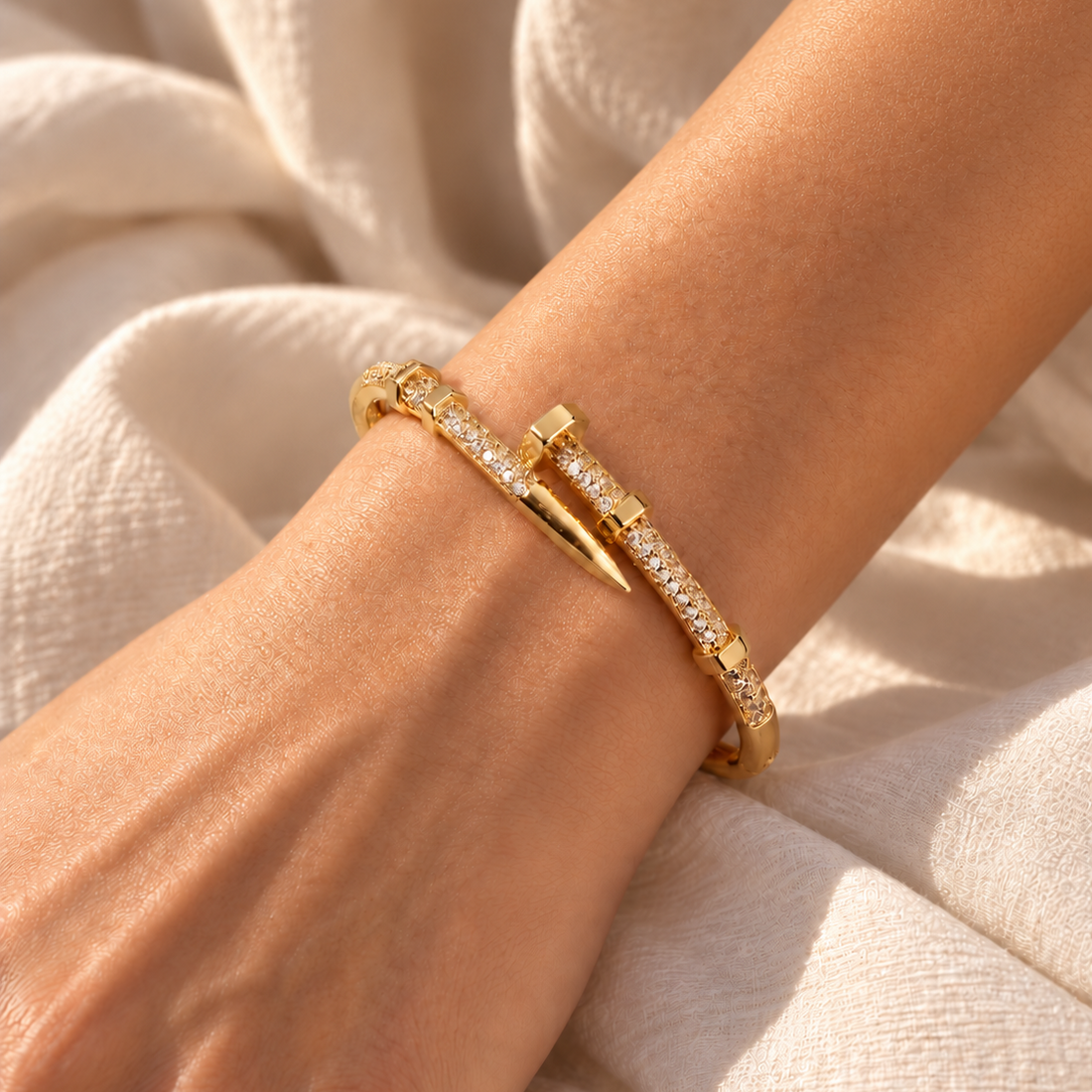 Gold Embellished Nail Bangle