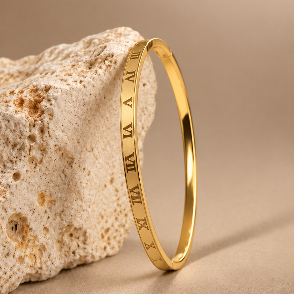 Gold Roman Numeral Bangle