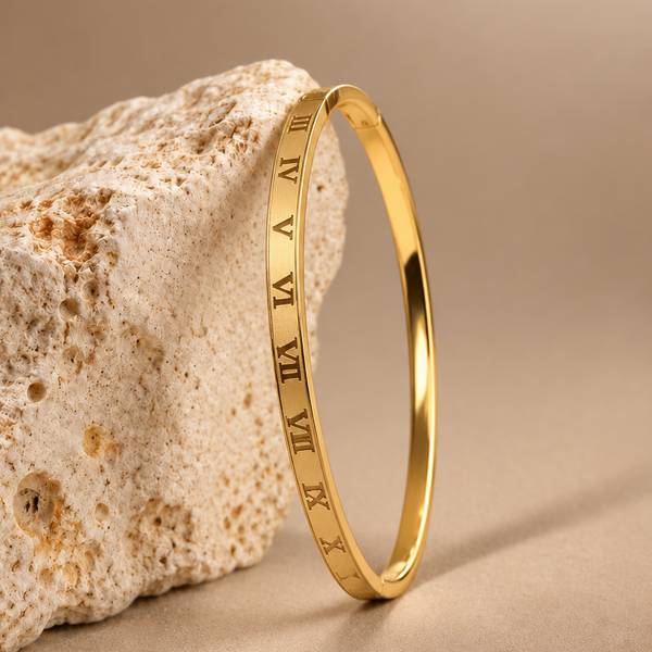 Gold Roman Numeral Bangle
