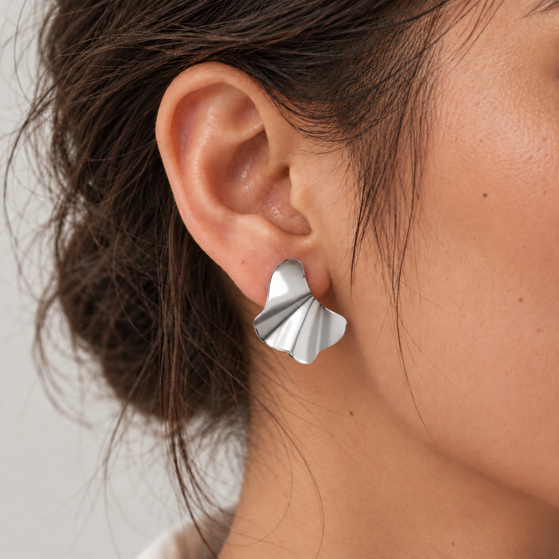Folded Fan Stud Earrings