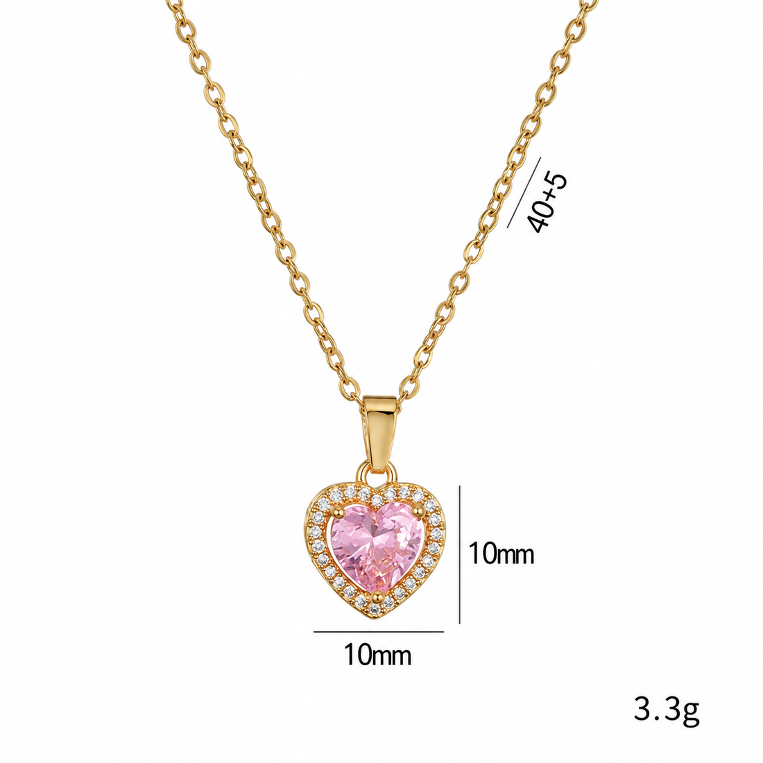 Pink Heart Halo Necklace
