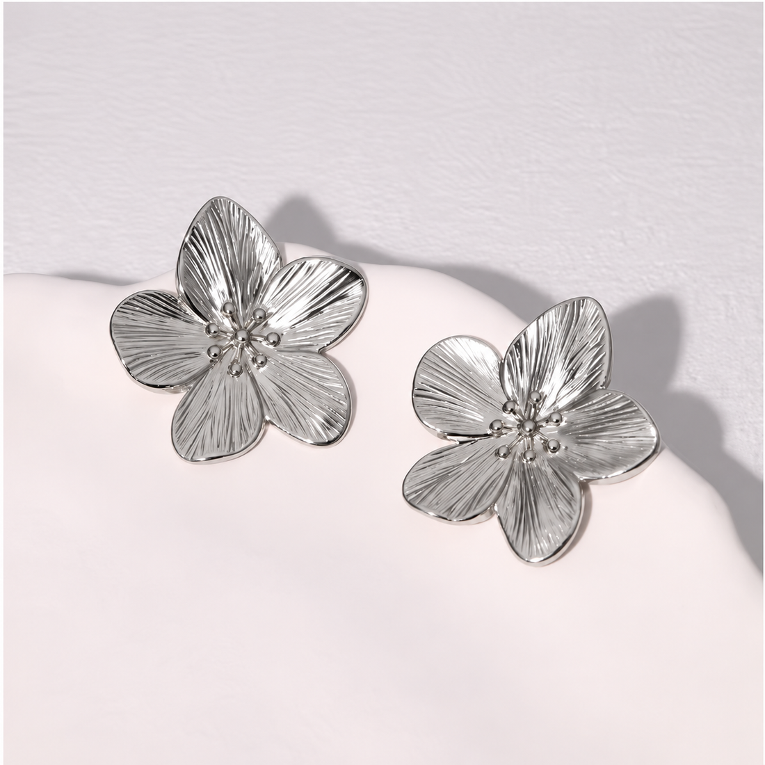 Silver Bloom Statement Earrings