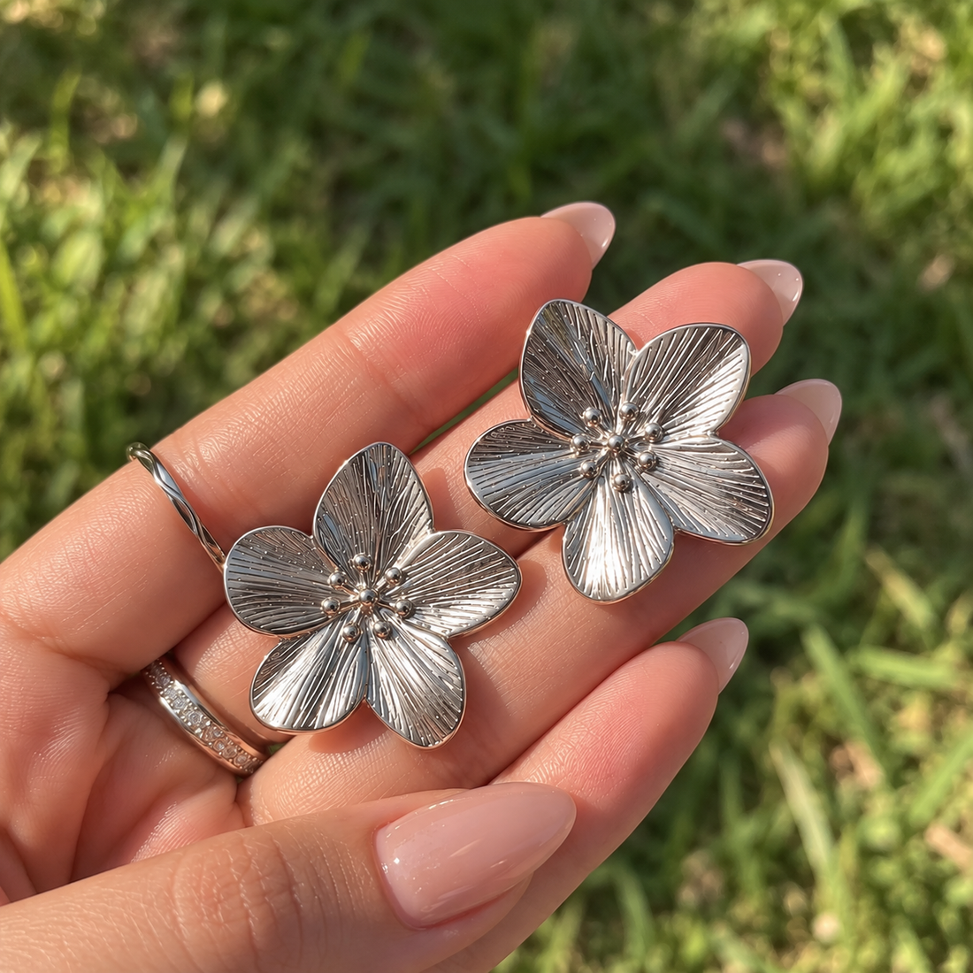 Silver Bloom Statement Earrings