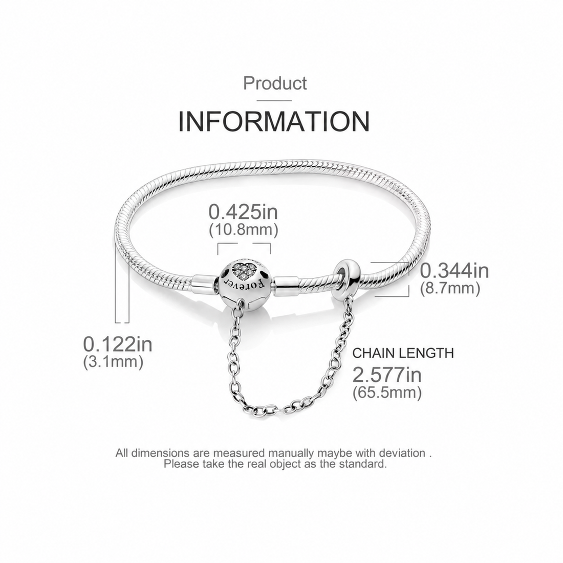 Silver Forever Snake Chain Bracelet