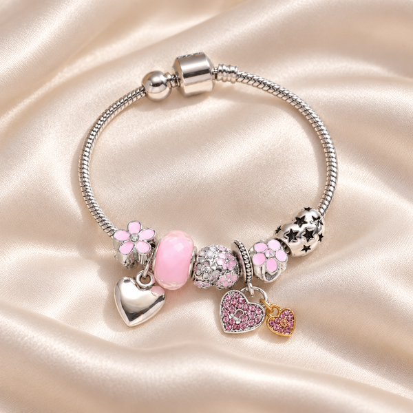 Pink Heart Charm Bracelet