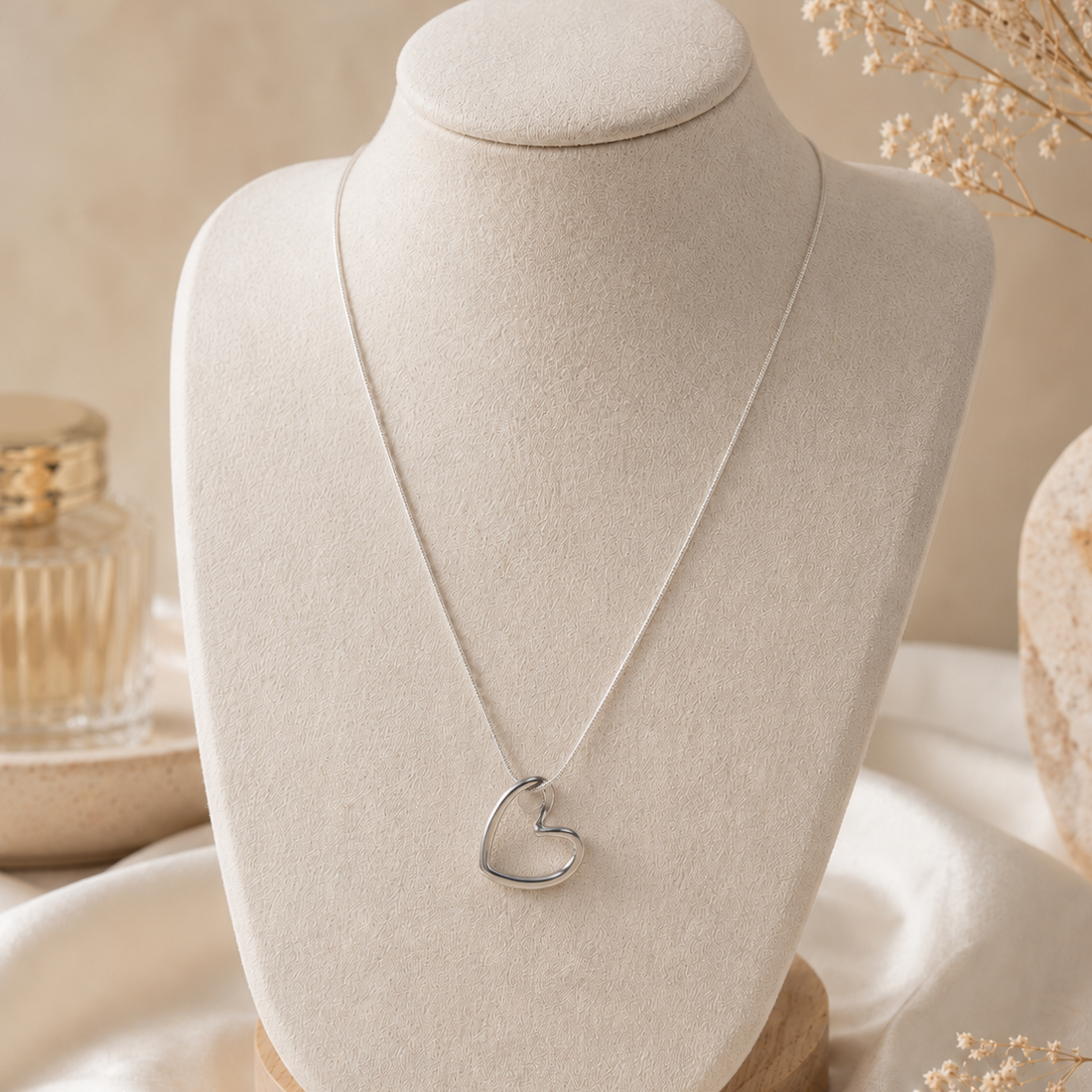 Silver Open Heart Necklace