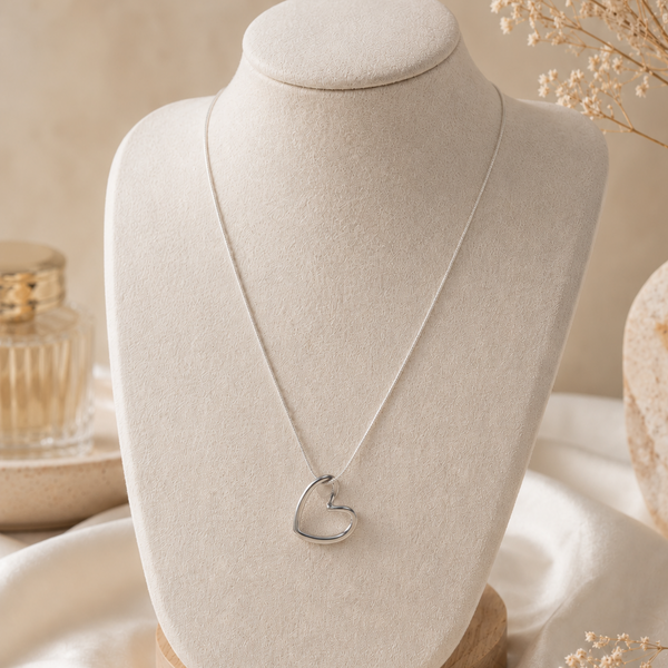 Silver Open Heart Necklace