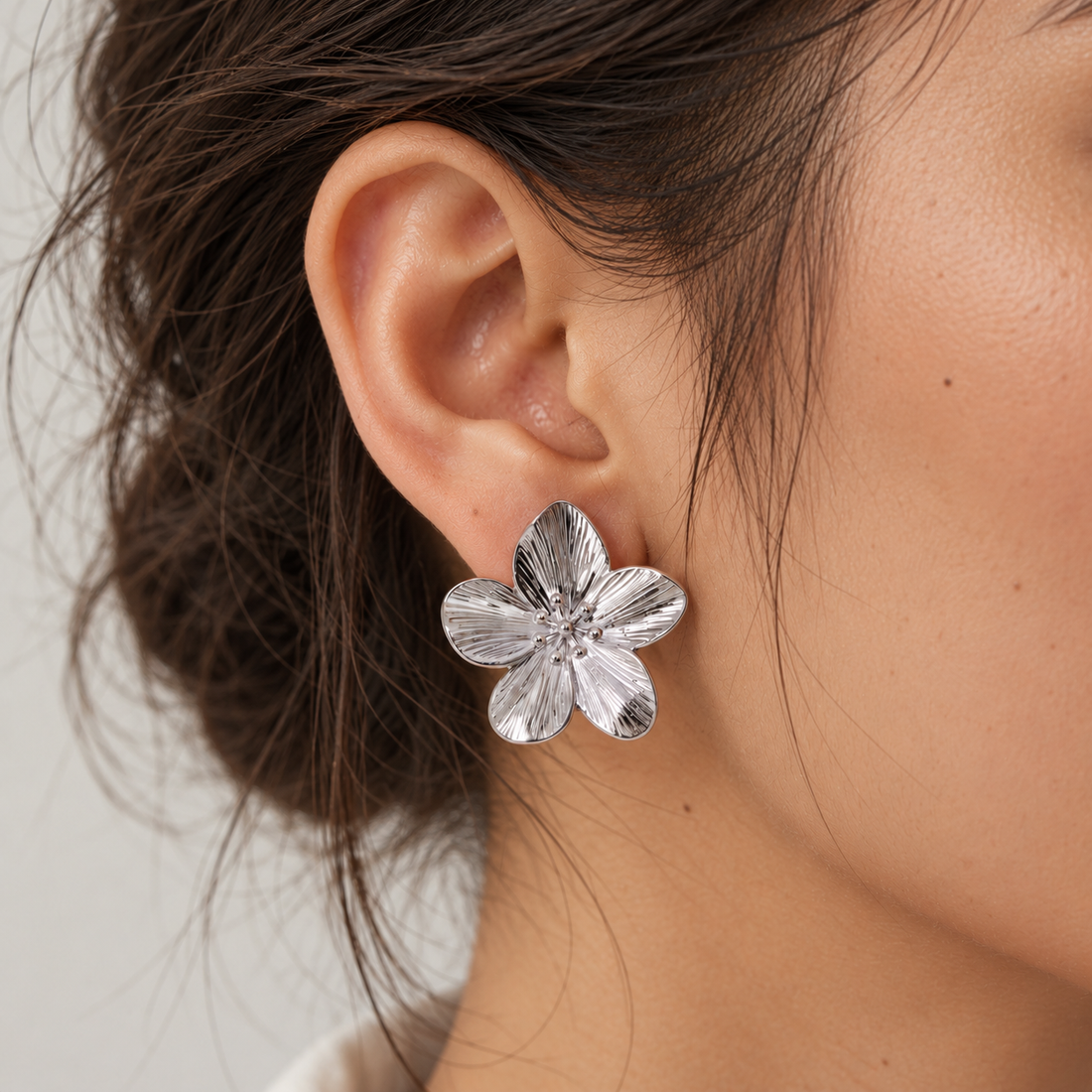 Silver Bloom Statement Earrings
