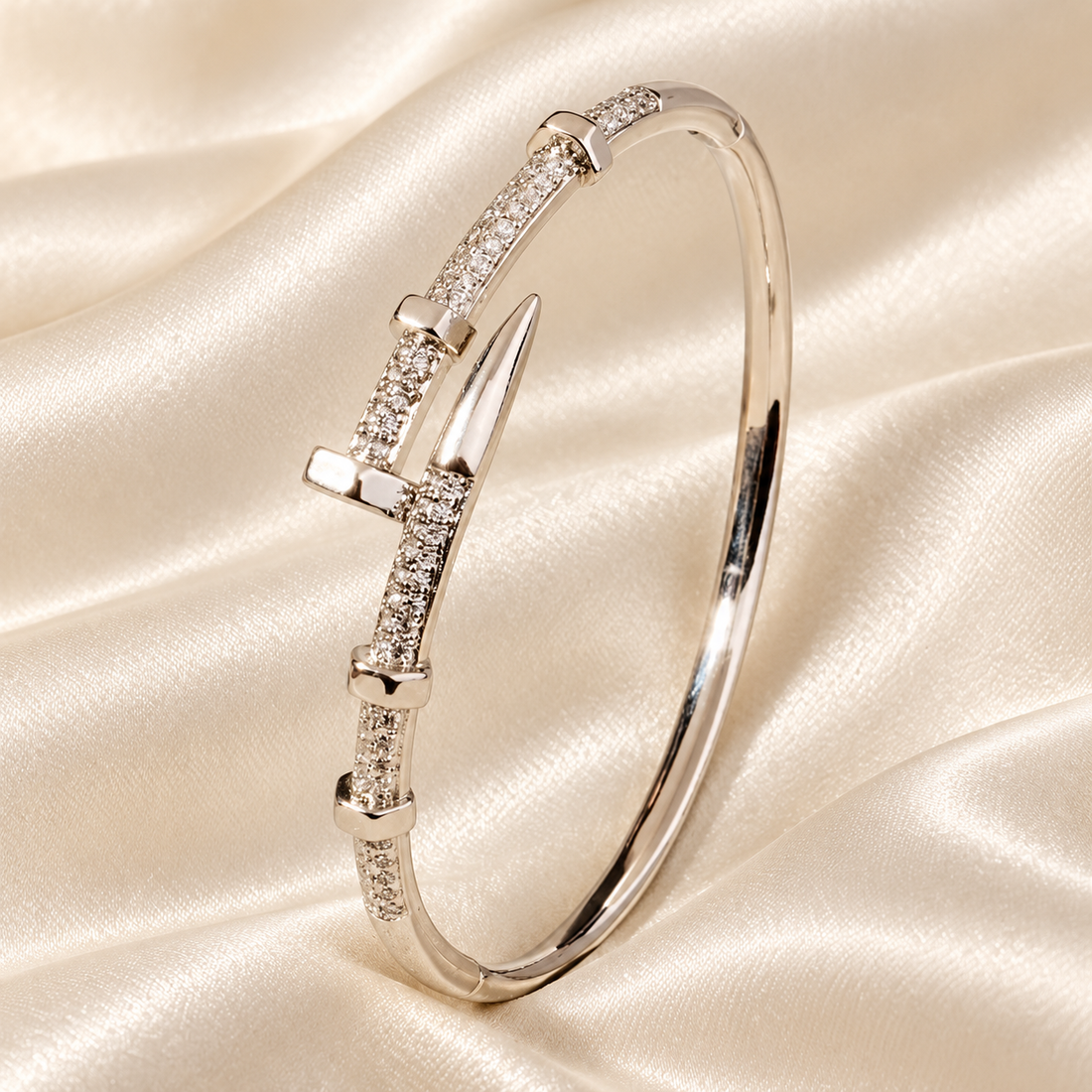 Silver Embellished Nail Bangle