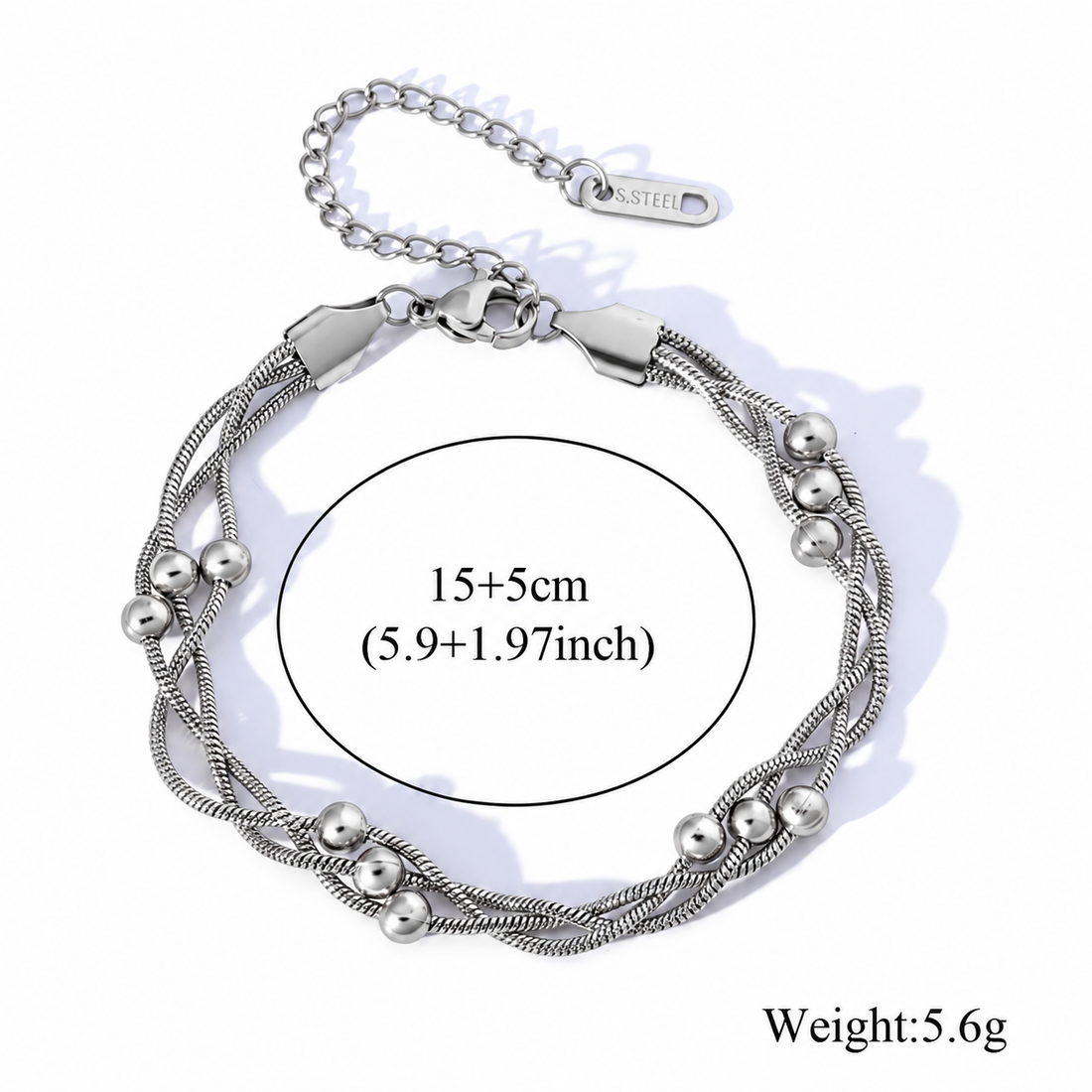 Silver Twisted Bead Bracelet