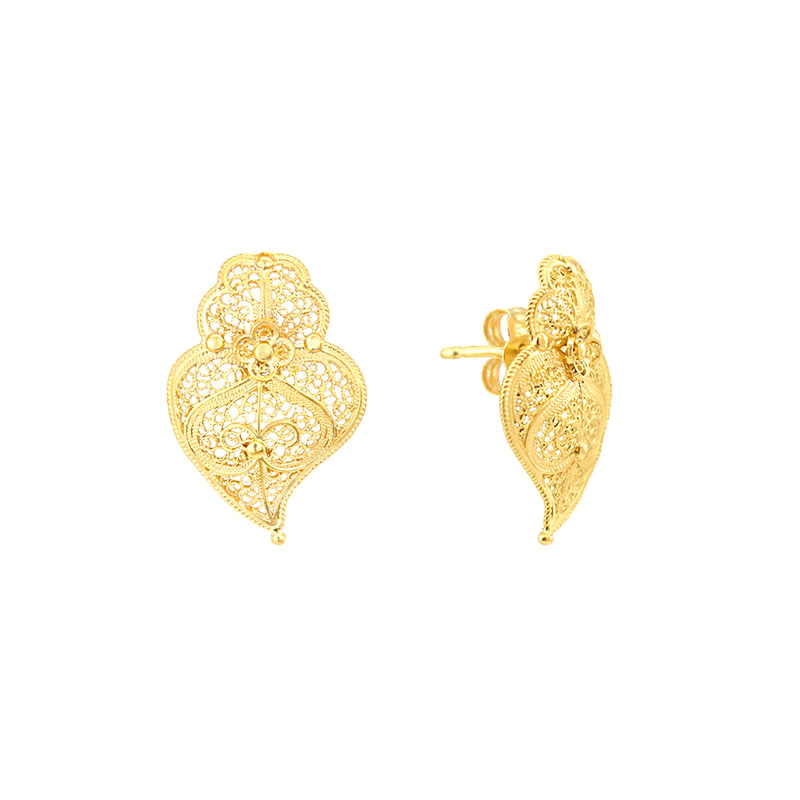 brincos coracao de viana mini in gold filigrana ouro joias sui jewellery earrings tradicional portuguese heart filigree ines barbosa